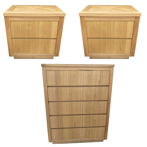 Dressers & Chests of Drawers Rosemallow 2Pc Bedside 1 Tallboy Bedroom Package Chest Of Drawers Set Cabinet