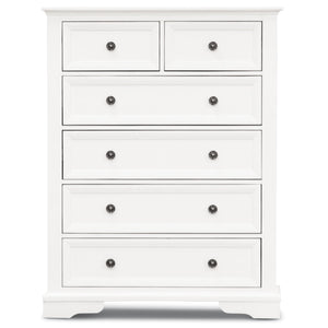 Celosia Tallboy 6 Chest Of Drawers Solid Acacia Wood Bed Storage Cabinet - White