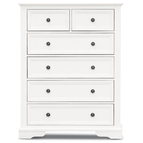 Bedside Tables Celosia Tallboy 6 Chest Of Drawers Solid Acacia Wood Bed Storage Cabinet White