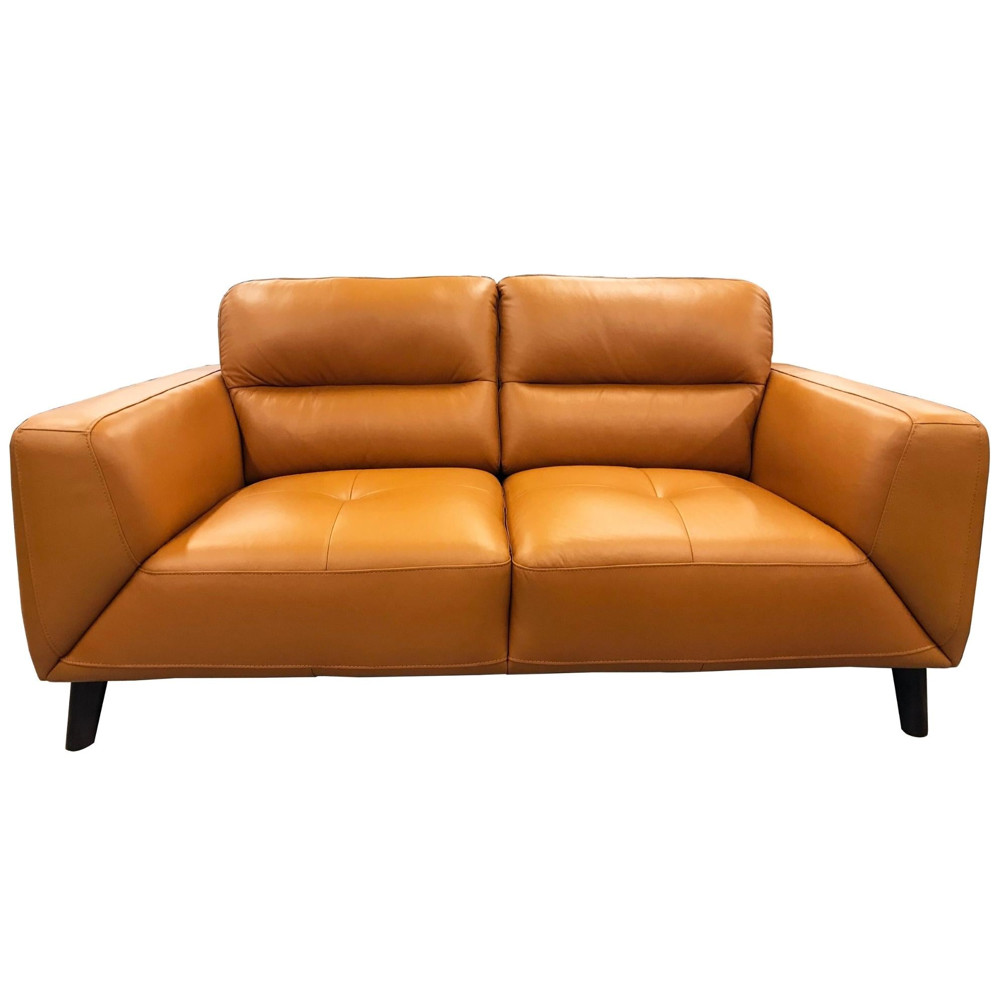 Sofas, Armchairs & Couches Downy Genuine Leather Sofa 2 Seater Upholstered Lounge Couch Tangerine