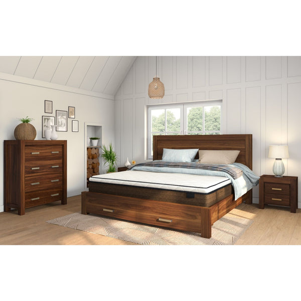 Queen Bed Frames Comfortis 4Pc Queen Bed Frame Suite Bedside Tallboy Furniture Package Walnut