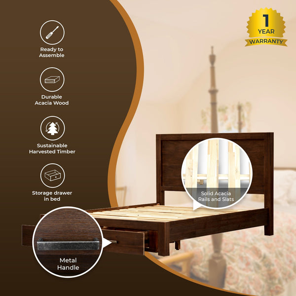 Queen Bed Frames Comfortis 4Pc Queen Bed Frame Suite Bedside Tallboy Furniture Package Walnut