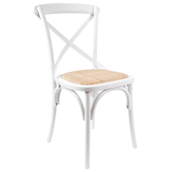 Dining Chairs Aster Crossback Dining Chair Set Of 6 Solid Birch Timber Wood Ratan Seat White