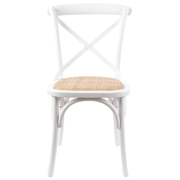 Dining Chairs Aster Crossback Dining Chair Set Of 6 Solid Birch Timber Wood Ratan Seat White