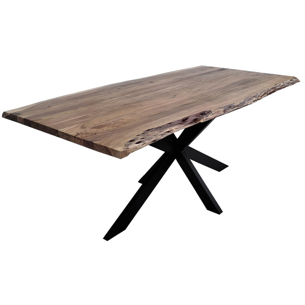 Dining Tables Lantana Dining Table 180Cm Live Edge Solid Acacia Timber Wood Metal Leg Natural