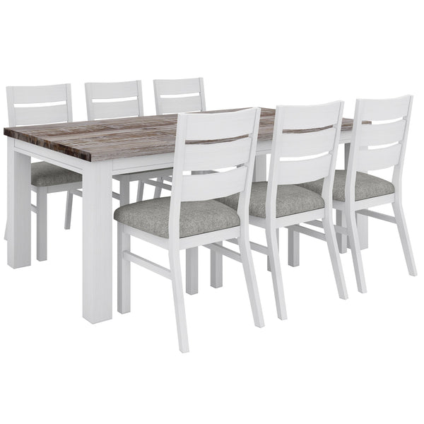 Dining Tables Plumeria Dining Table 190Cm Solid Acacia Wood Home Dinner Furniture White Brush