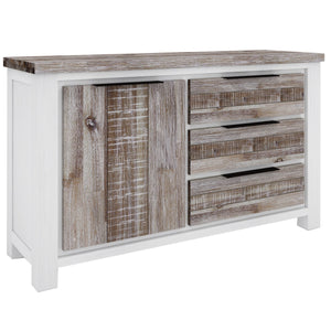 Dining Tables Plumeria Buffet Table 145Cm Door 3 Drawer Solid Acacia Timber White Brush