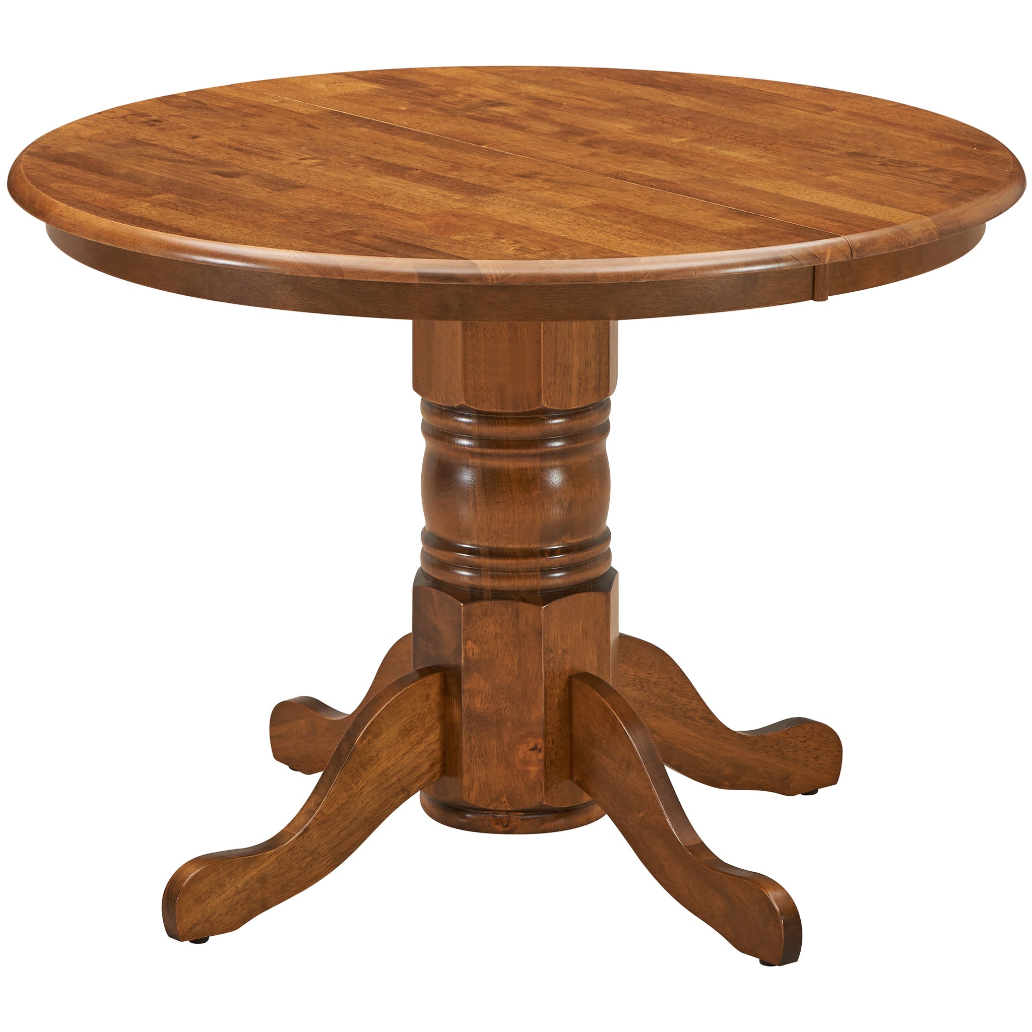 Dining Tables Linaria Round Dining Table 106Cm Pedestral Stand Solid Rubber Wood Walnut