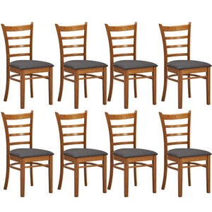 Dining Chairs Linaria Dining Chair Set Of 8 Crossback Solid Rubber Wood Fabric Seat Walnut