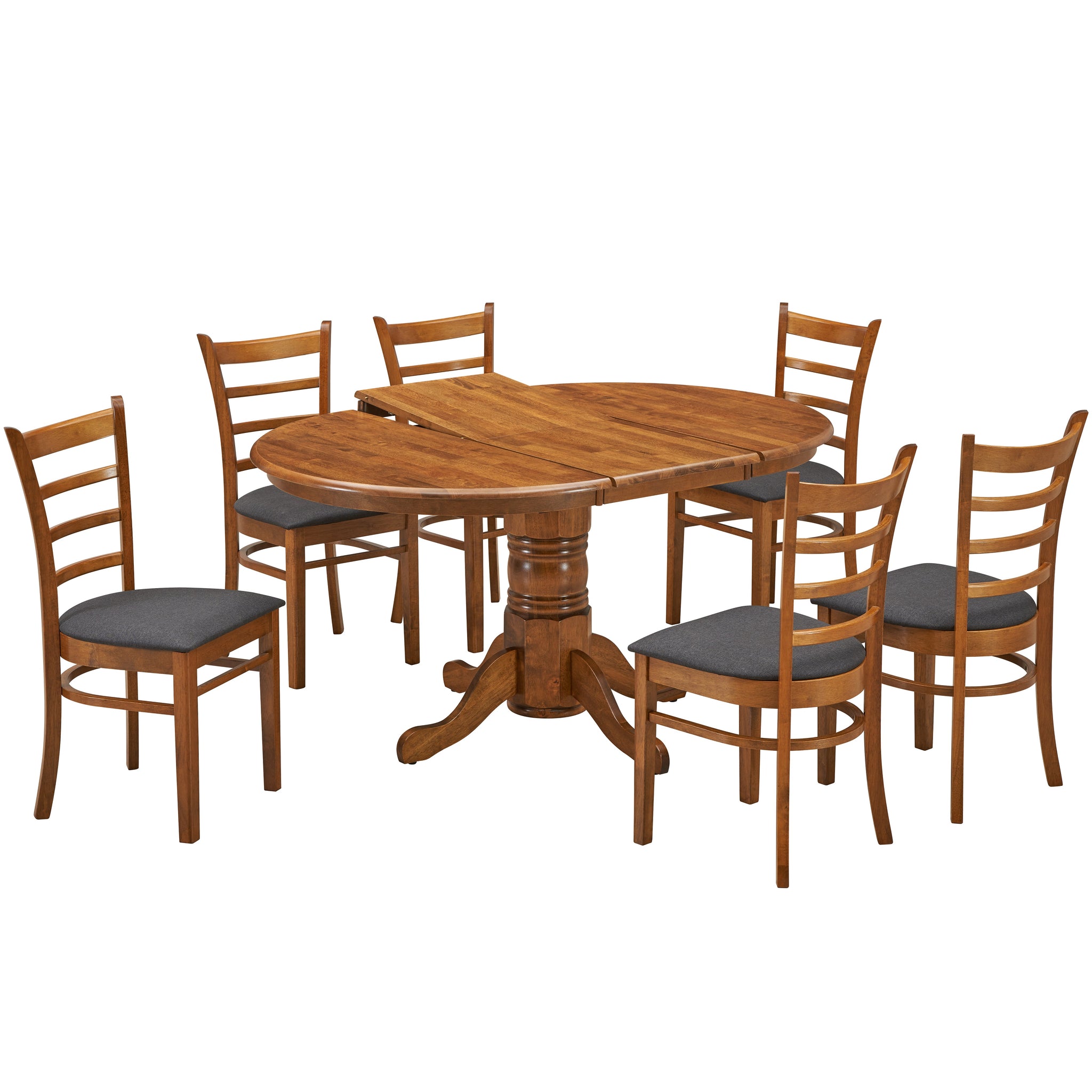 Dining Sets Linaria 7Pc Dining Set 150Cm Extendable Pedestral Table 6 Timber Chair Walnut