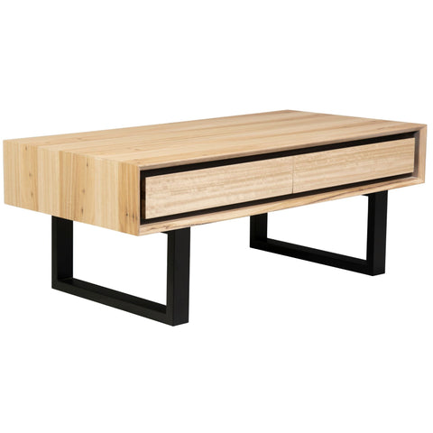 Coffee Tables Aconite Coffee Table 120Cm Drawers Solid Messmate Timber Wood Natural