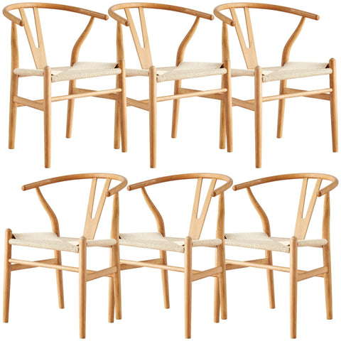 Dining Chairs Anemone Set Of 6 Wishbone Dining Chair Beech Timber Replica Hans Wenger Natural