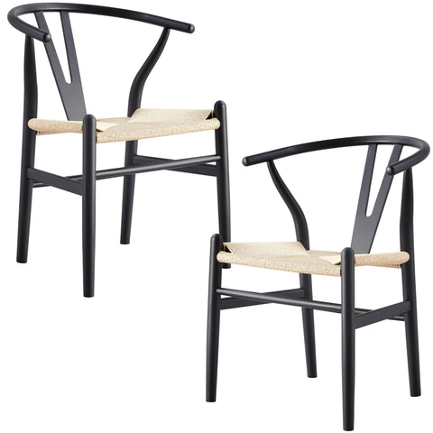 Dining Chairs Anemone Set Of 2 Wishbone Dining Chair Beech Timber Replica Hans Wenger Black