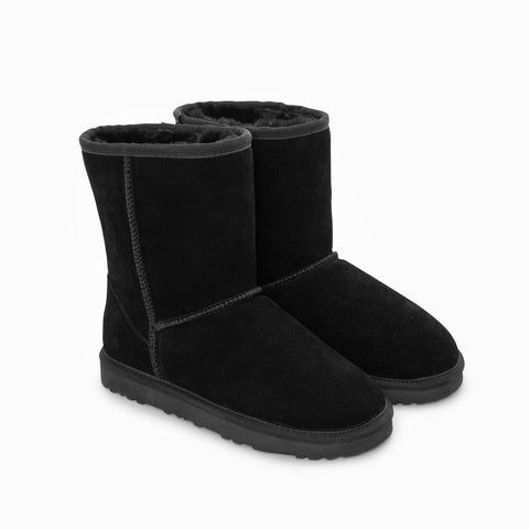 Slippers Ugg Boots Genuine Australian Sheepskin Unisex Short Classic Suede (Black, Eu35)