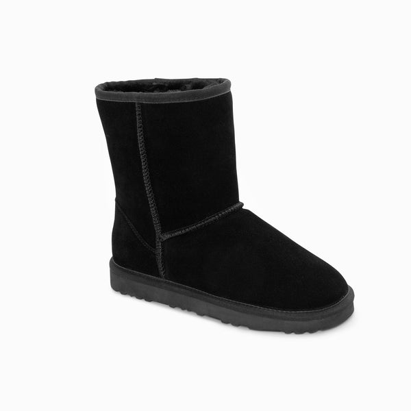 Slippers Ugg Boots Genuine Australian Sheepskin Unisex Short Classic Suede (Black, Eu36)