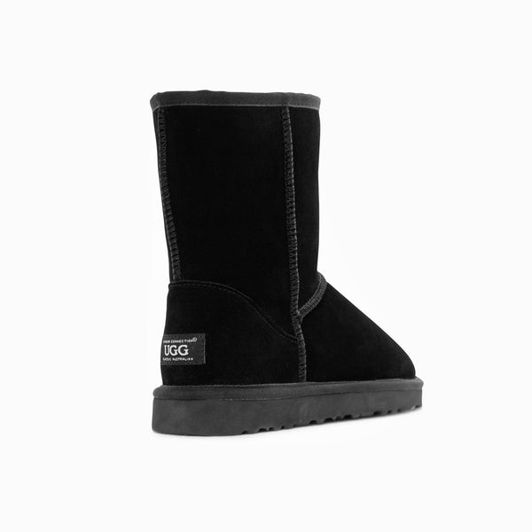 Slippers Ugg Boots Genuine Australian Sheepskin Unisex Short Classic Suede (Black, Eu36)