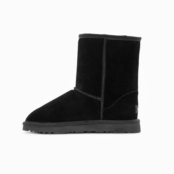 Slippers Ugg Boots Genuine Australian Sheepskin Unisex Short Classic Suede (Black, Eu36)