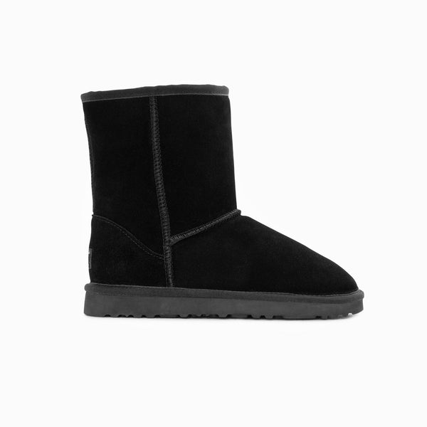 Slippers Ugg Boots Genuine Australian Sheepskin Unisex Short Classic Suede (Black, Eu44)