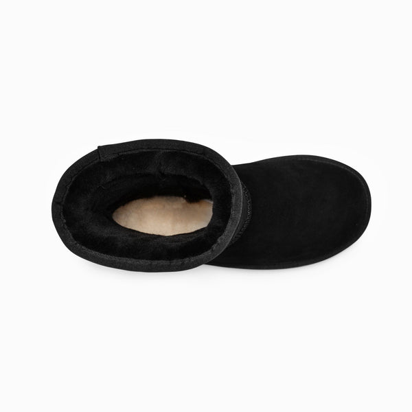 Slippers Ugg Boots Genuine Australian Sheepskin Unisex Short Classic Suede (Black, Eu44)