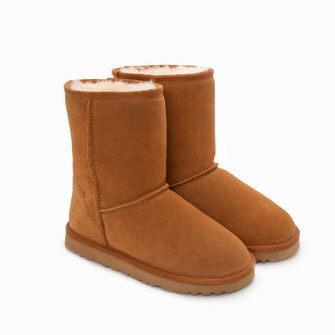 Slippers Ugg Boots Genuine Australian Sheepskin Unisex Short Classic Suede (Chestnut, Eu36)