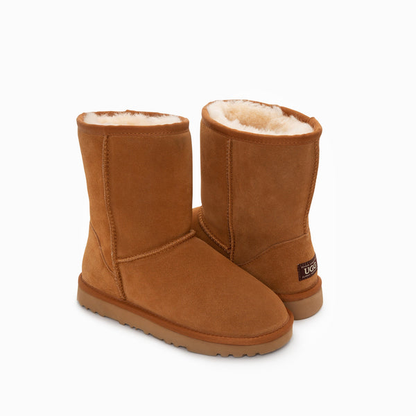 Slippers Ugg Boots Genuine Australian Sheepskin Unisex Short Classic Suede (Chestnut, Eu37)