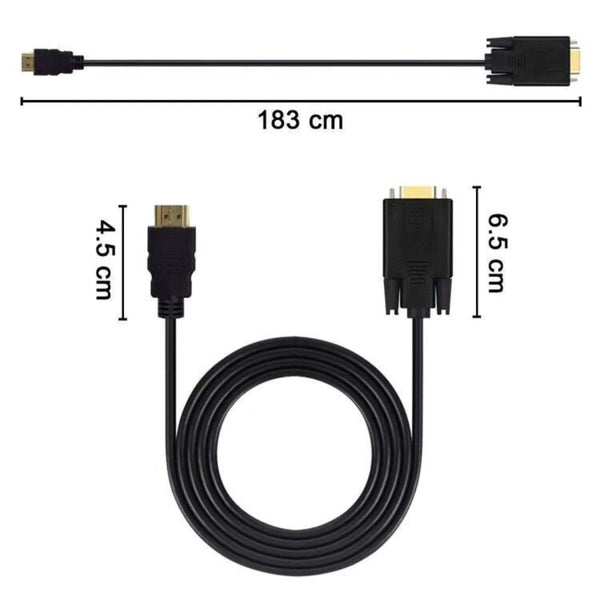 Monitor/AV Cables & Adapters 1.8M 6 Feet Hdmi Male To Vga Cable For Computer, Laptop, Pc, Monitor Etc