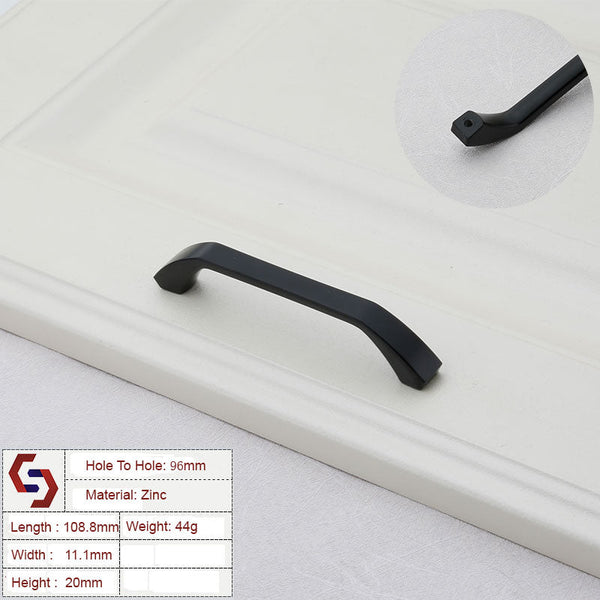 Zinc Kitchen Cabinet Handles Bar Drawer Pull Hole To 96Mm Black