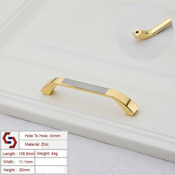 Zinc Kitchen Cabinet Handles Bar Drawer Pull Gold Color Hole To 96Mm