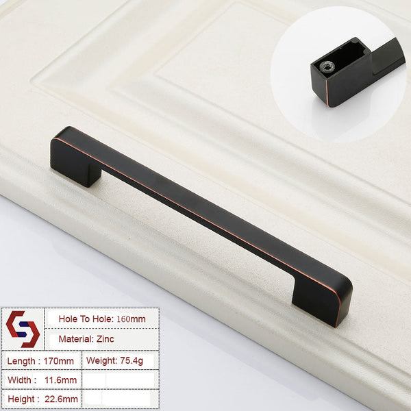 Cabinet Pulls Zinc Kitchen Cabinet Handles Drawer Bar Pull Black Copper 160Mm