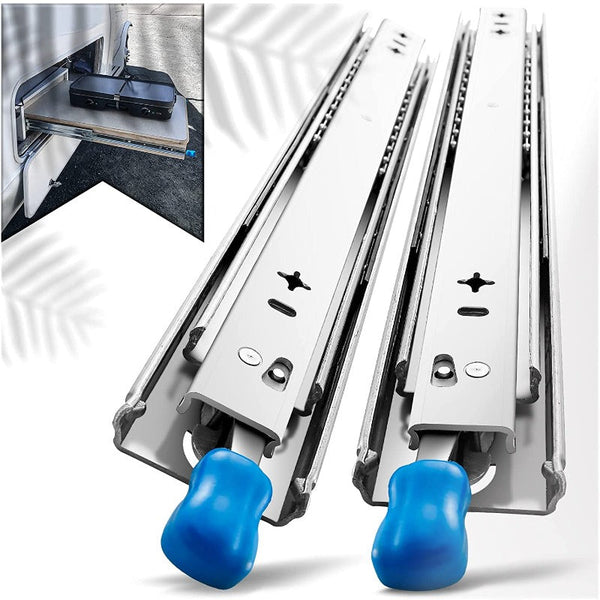 Cabinet Pulls 22In Pair 150Kg Heavy Duty Drawer Slides Rails Runners Locking Ball Bearing