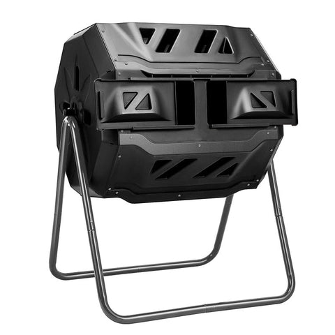 Rubbish Bins 160L Large Outdoor Compost Bin Dual Chamber Tumbling Composter Tumbler Rotating