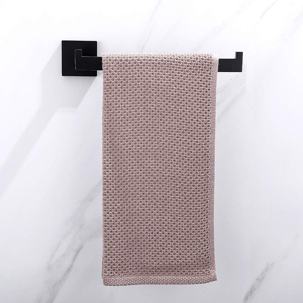 Towel Racks Square Hand Towel Holder Ring Wall Mounted Modern Bar Bathroom Kitchen Black