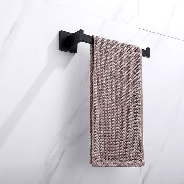 Towel Racks Square Hand Towel Holder Ring Wall Mounted Modern Bar Bathroom Kitchen Black