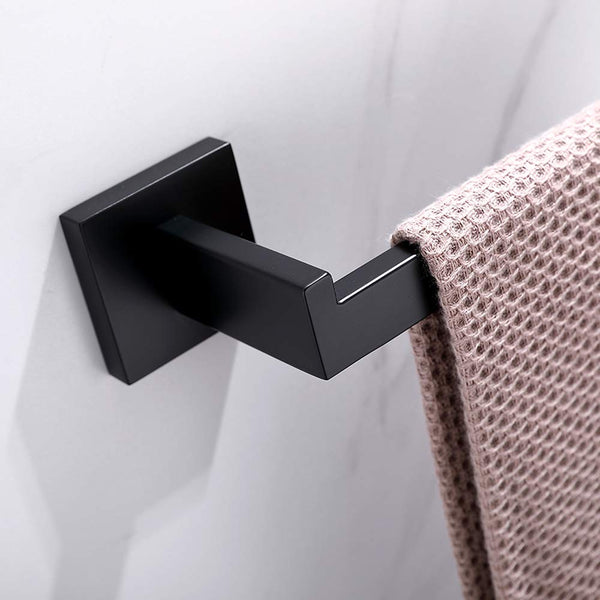 Towel Racks Square Hand Towel Holder Ring Wall Mounted Modern Bar Bathroom Kitchen Black