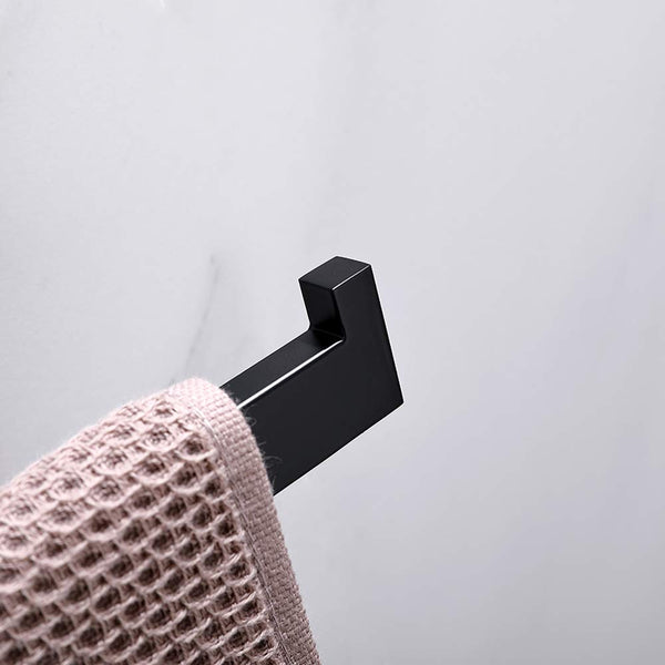 Towel Racks Square Hand Towel Holder Ring Wall Mounted Modern Bar Bathroom Kitchen Black