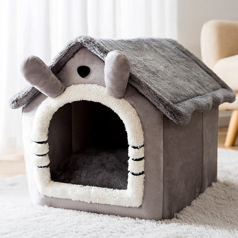 Medium Dog House Bed Portable Cat Removable Cushion Cave, Foldable Pets Puppy Kitten Rabbit