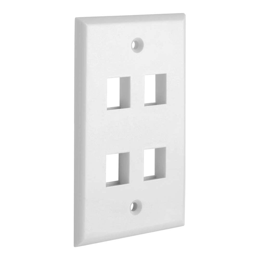 Plugs, Jacks & Wall Plates 4 Port Quickport Outlet Wall Plate Face Plate, Four Gang White