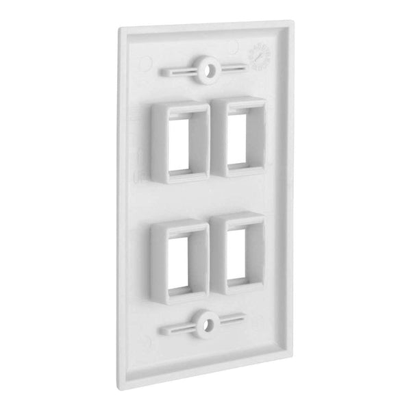 Plugs, Jacks & Wall Plates 4 Port Quickport Outlet Wall Plate Face Plate, Four Gang White