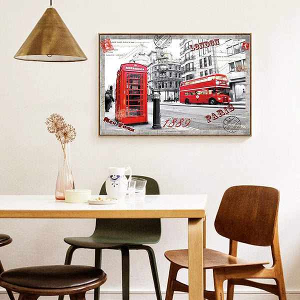 Jigsaw Puzzles 1000 Pieces For Adults London Impression Red Bus Telephone Booth Large Difficult