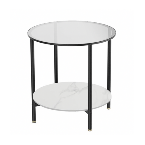 Side Tables Interior Ave Cosmopolitan Two Tier Mix Side Table Marble & Glass