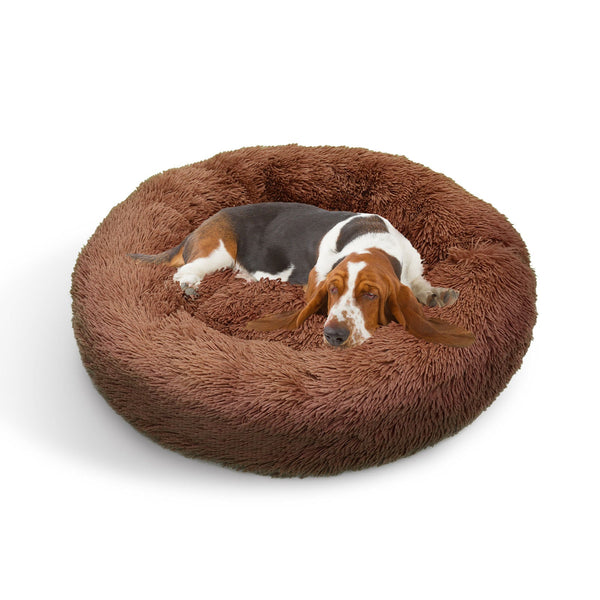 Pawfriends Pet Dog Bed Bedding Warm Plush Round Soft Nest Light Coffee Xxl 120Cm