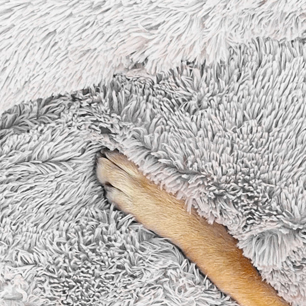 Pet Dog Bed Bedding Warm Plush Round Comfort Nest Light Grey Kennel Xl 100Cm