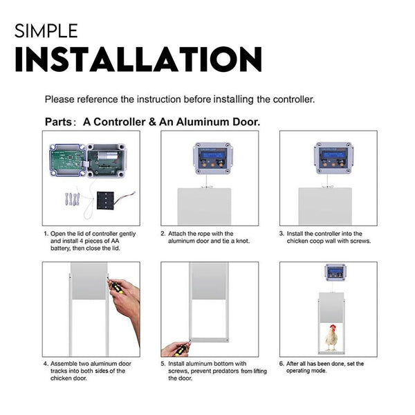 Pet Chicken Supplies Chicken Coop Door With Digital Lcd Screen To Manage Timer And Sensor