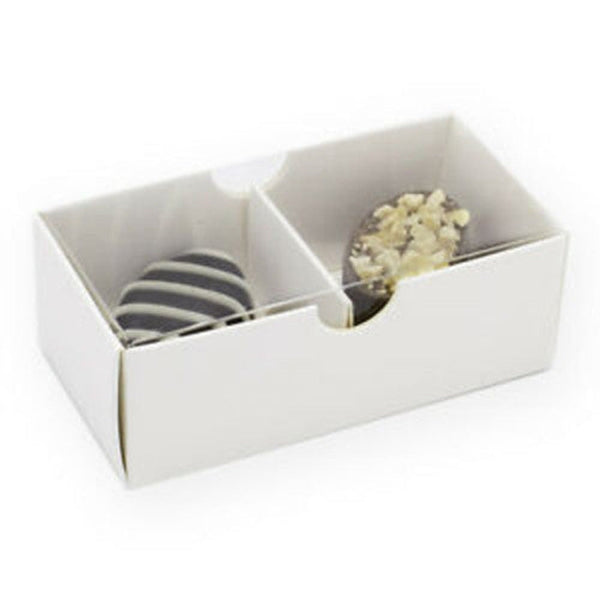 100 Pack Of White Card Chocolate Sweet Soap Product Reatail Gift Box - 2 Bay Compartments Clear Slide On Lid 8X4x3cm