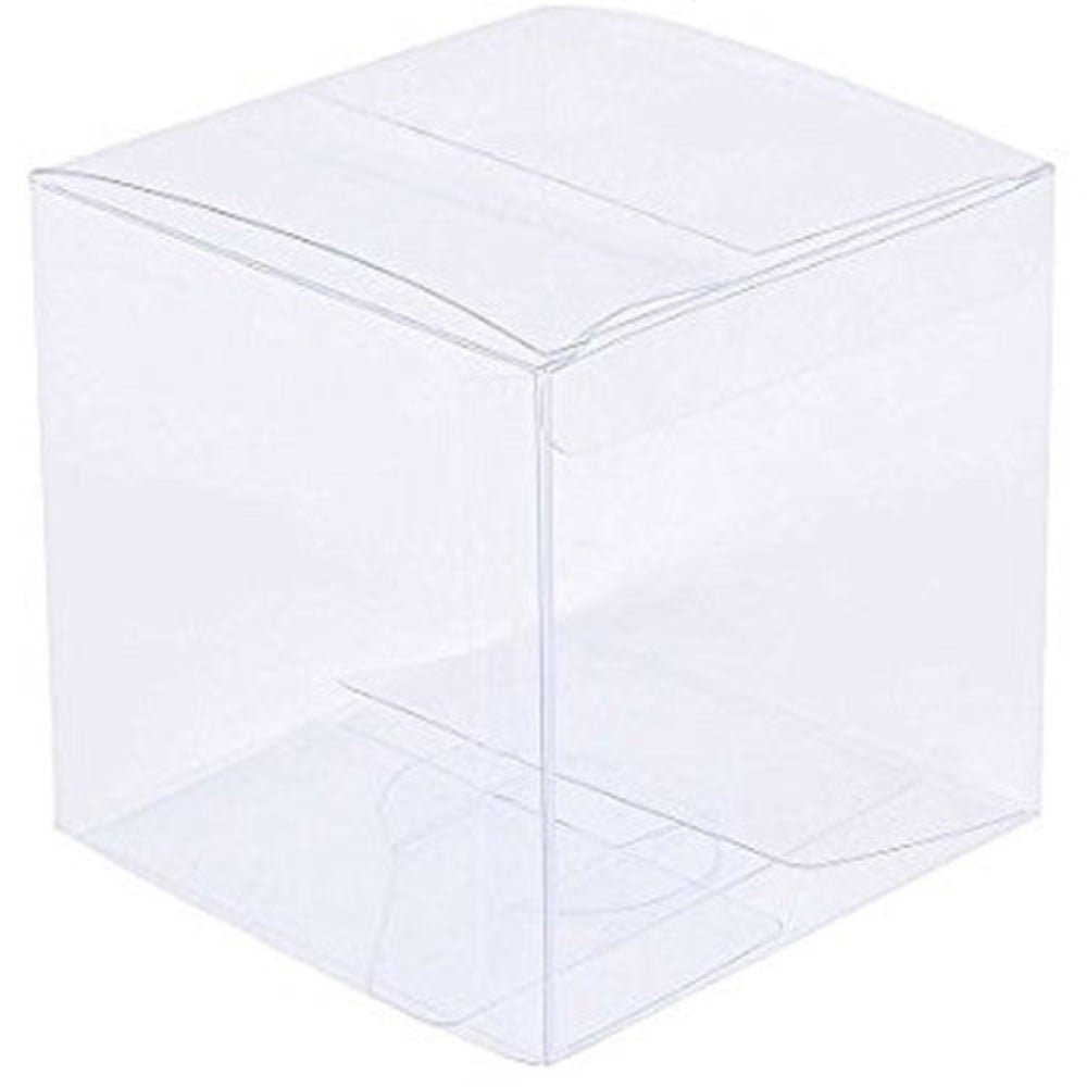 Favours & Party Bag Fillers 100 Pack Of 7Cm Clear Pvc Plastic Folding Packaging Small Rectangle/Square Boxes For Wedding Jewelry Gift Party Favor Mode