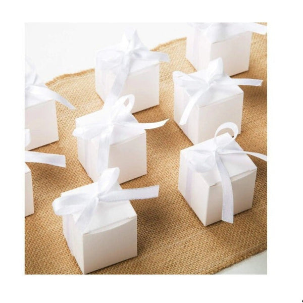 100 Pack Of White 8X8x8cm Square Cube Card Gift Box - Folding Packaging Small Rectangle/Square Boxes For Wedding Jewelry Party Favor Model Candy Chocolate Soap