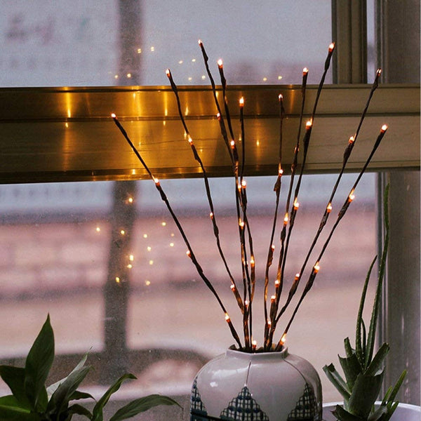 String Lights 10 Sets Of Led Light Bunch Stem Warm White Battery Fairy Lights 50Cm High 20 Bulbs Petals