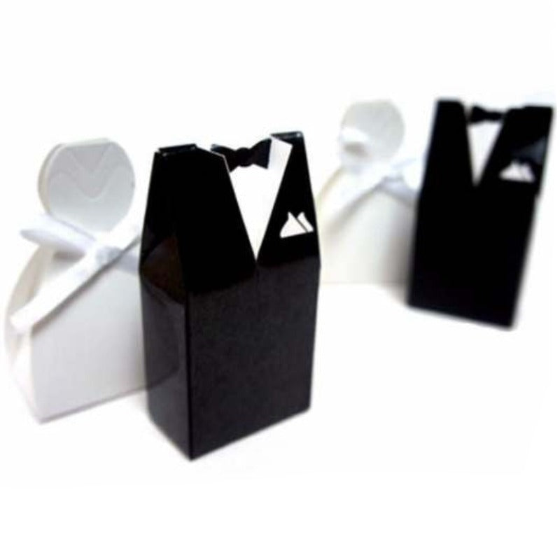 Favours & Party Bag Fillers 50 Pack Of 25 Bride Gown And Groom Tux Wedding Bridal Bomboniere Favor Candy Choc Almond Box Nw