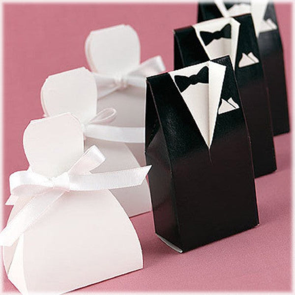 Favours & Party Bag Fillers 50 Pack Of 25 Bride Gown And Groom Tux Wedding Bridal Bomboniere Favor Candy Choc Almond Box Nw