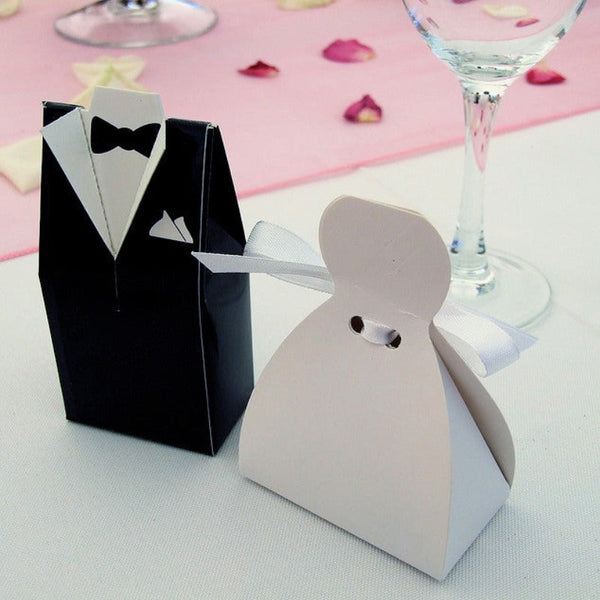 Favours & Party Bag Fillers 50 Pack Of 25 Bride Gown And Groom Tux Wedding Bridal Bomboniere Favor Candy Choc Almond Box Nw